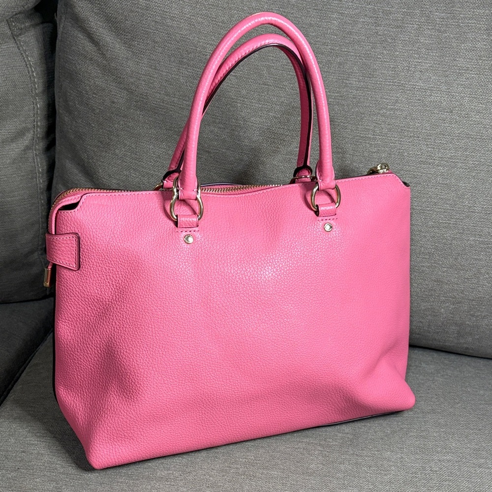 Coach Emma Satchel Pink Pebble Leather Crossbody Shoulder Bag Strap - Picture 3 of 12